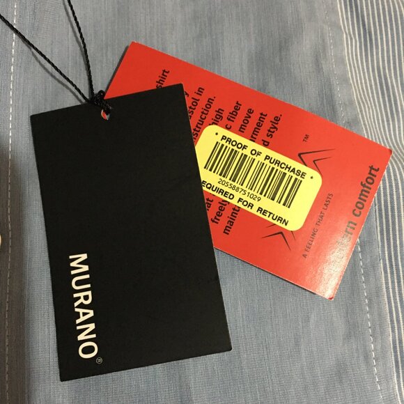 Murano Modern Comfort Mens Long Sleeve Button Dress Shirt Size Large Blue NWT - Picture 4 of 10